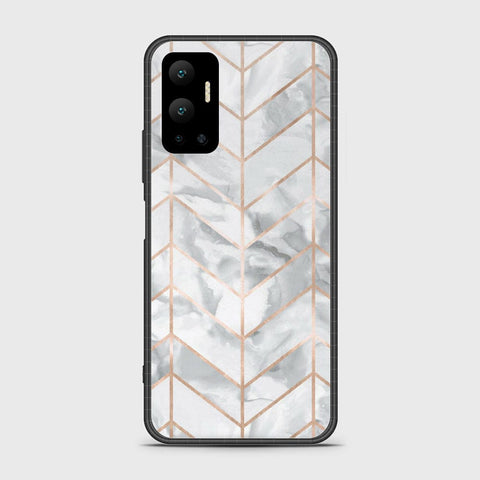 Infinix Hot 12 Cover- White Marble Series 2 - HQ Ultra Shine Premium Infinity Glass Soft Silicon Borders Case