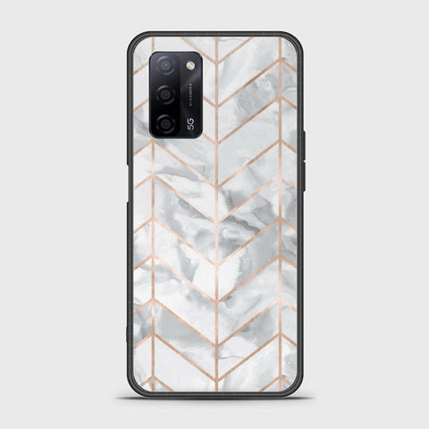 Oppo A55s Cover- White Marble Series 2 - HQ Ultra Shine Premium Infinity Glass Soft Silicon Borders Case