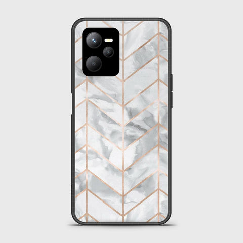 Realme V25 Cover- White Marble Series 2 - HQ Ultra Shine Premium Infinity Glass Soft Silicon Borders Case