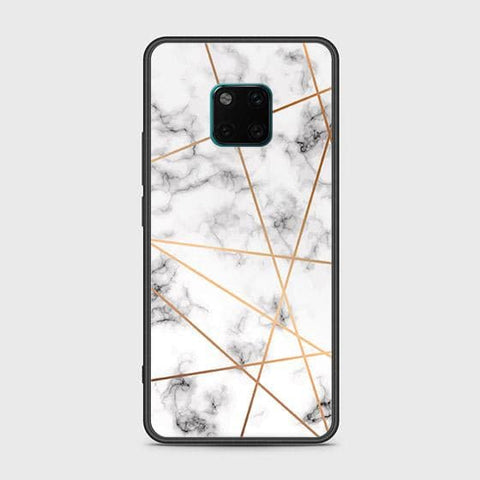 Huawei Mate 20 Pro Cover - White Marble Series 2 - HQ Ultra Shine Premium Infinity Glass Soft Silicon Borders Case