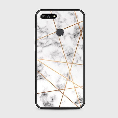 Huawei Y6 Prime 2018 Cover - White Marble Series 2 - HQ Ultra Shine Premium Infinity Glass Soft Silicon Borders Case