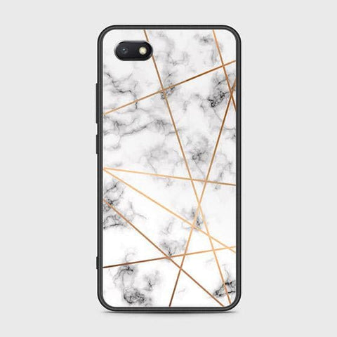 Y5 2018 Cover - White Marble Series 2 - HQ Ultra Shine Premium Infinity Glass Soft Silicon Borders Case