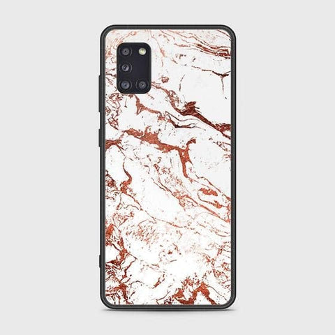 Samsung Galaxy A31 Cover - White Marble Series 2 - HQ Ultra Shine Premium Infinity Glass Soft Silicon Borders Case