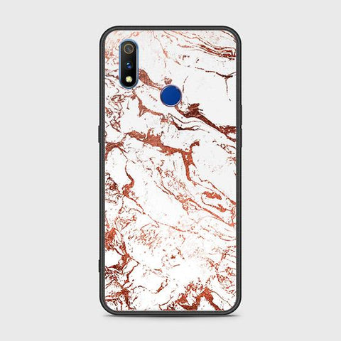 Realme 3i Cover - White Marble Series 2 - HQ Ultra Shine Premium Infinity Glass Soft Silicon Borders Case