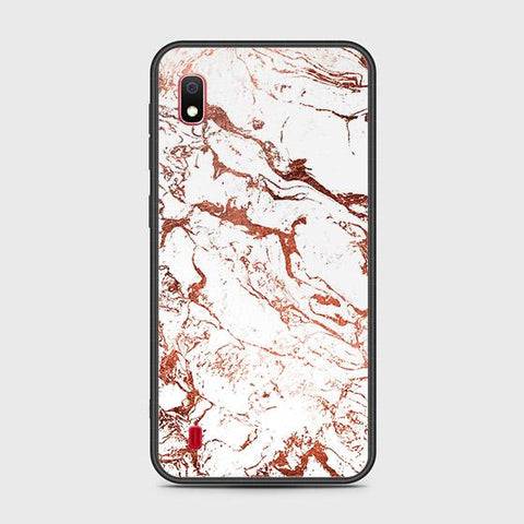 Samsung Galaxy A10 Cover - White Marble Series 2 - HQ Ultra Shine Premium Infinity Glass Soft Silicon Borders Case