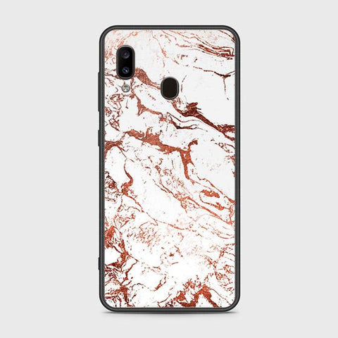 Samsung Galaxy A20 Cover - White Marble Series 2 - HQ Ultra Shine Premium Infinity Glass Soft Silicon Borders Case