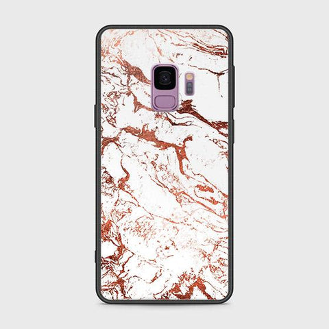 Samsung Galaxy S9 Cover - White Marble Series 2 - HQ Ultra Shine Premium Infinity Glass Soft Silicon Borders Case