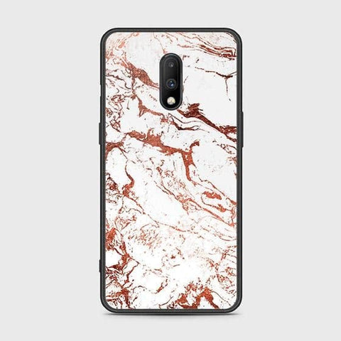 OnePlus 7 Cover - White Marble Series 2 - HQ Ultra Shine Premium Infinity Glass Soft Silicon Borders Case