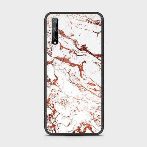 Huawei P Smart S Cover - White Marble Series 2 - HQ Ultra Shine Premium Infinity Glass Soft Silicon Borders Case