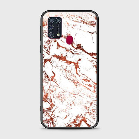 Samsung Galaxy M31 Cover - White Marble Series 2 - HQ Ultra Shine Premium Infinity Glass Soft Silicon Borders Case