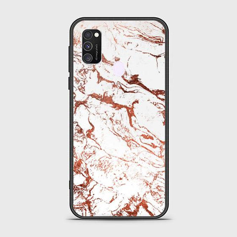 Samsung Galaxy M30s Cover - White Marble Series 2 - HQ Ultra Shine Premium Infinity Glass Soft Silicon Borders Case