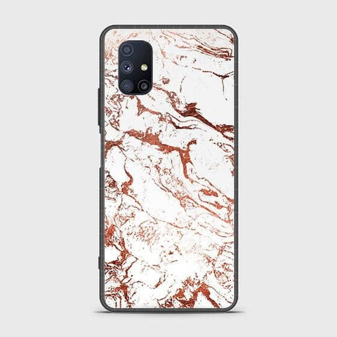 Samsung Galaxy M51 Cover - White Marble Series 2 - HQ Ultra Shine Premium Infinity Glass Soft Silicon Borders Case