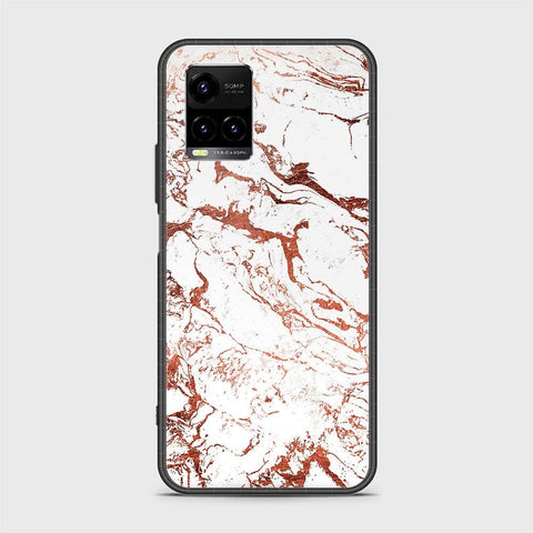 Vivo Y33T Cover - White Marble Series 2 - HQ Ultra Shine Premium Infinity Glass Soft Silicon Borders Case