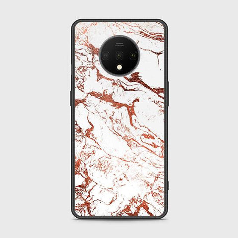 OnePlus 7T Cover - White Marble Series 2 - HQ Ultra Shine Premium Infinity Glass Soft Silicon Borders Case