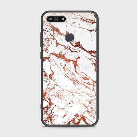 Huawei Y6 Prime 2018 Cover - White Marble Series 2 - HQ Ultra Shine Premium Infinity Glass Soft Silicon Borders Case