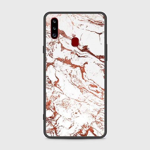 Samsung Galaxy A20s Cover - White Marble Series 2 - HQ Ultra Shine Premium Infinity Glass Soft Silicon Borders Case