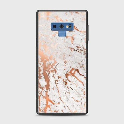 Samsung Galaxy Note 9 Cover - White Marble Series 2 - HQ Ultra Shine Premium Infinity Glass Soft Silicon Borders Case