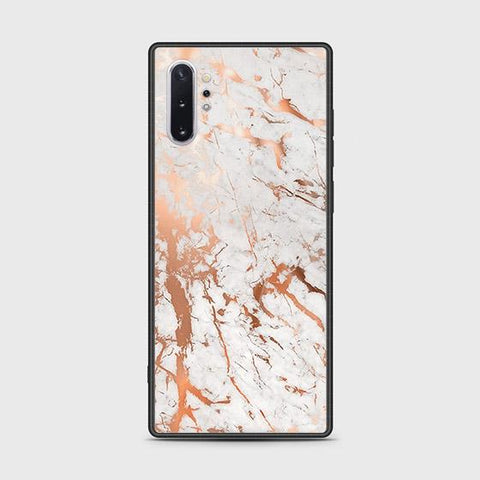 Samsung Galaxy Note 10 Plus Cover - White Marble Series 2 - HQ Ultra Shine Premium Infinity Glass Soft Silicon Borders Case