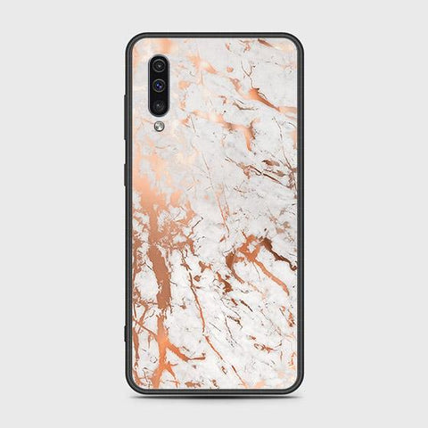 Samsung Galaxy A30s Cover - White Marble Series 2 - HQ Ultra Shine Premium Infinity Glass Soft Silicon Borders Case