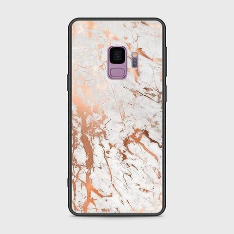 Samsung Galaxy S9 Cover - White Marble Series 2 - HQ Ultra Shine Premium Infinity Glass Soft Silicon Borders Case