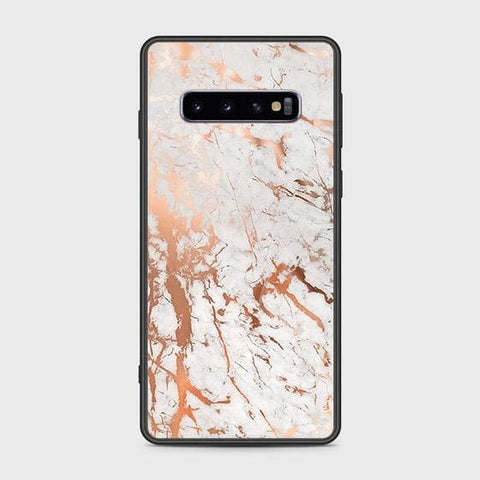 Samsung Galaxy S10 Cover - White Marble Series 2 - HQ Ultra Shine Premium Infinity Glass Soft Silicon Borders Case