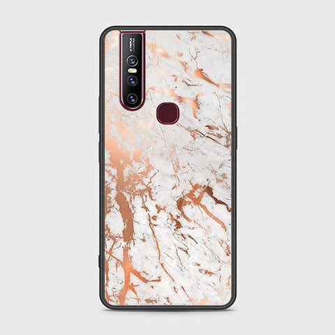 Vivo V15 Cover - White Marble Series 2 - HQ Ultra Shine Premium Infinity Glass Soft Silicon Borders Case