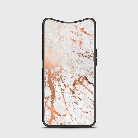 Oppo Find X Cover - White Marble Series 2 - HQ Ultra Shine Premium Infinity Glass Soft Silicon Borders Case