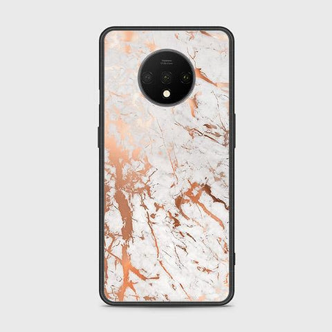 OnePlus 7T Cover - White Marble Series 2 - HQ Ultra Shine Premium Infinity Glass Soft Silicon Borders Case