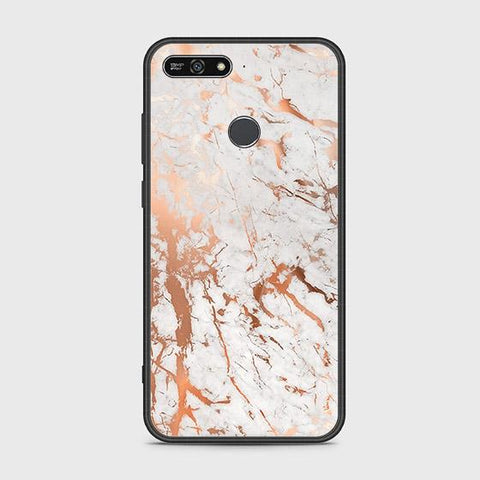 Huawei Y6 Prime 2018 Cover - White Marble Series 2 - HQ Ultra Shine Premium Infinity Glass Soft Silicon Borders Case