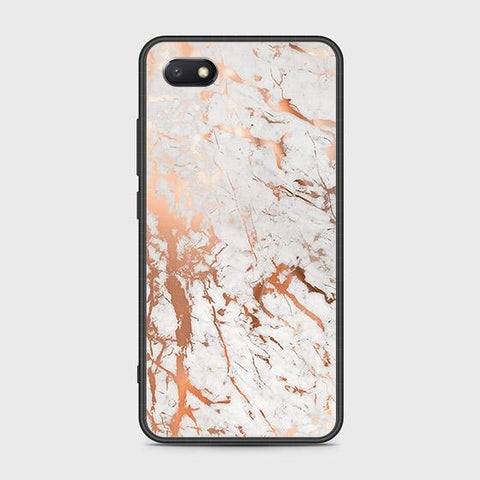 Y5 2018 Cover - White Marble Series 2 - HQ Ultra Shine Premium Infinity Glass Soft Silicon Borders Case