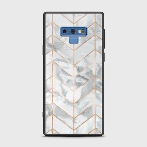 Samsung Galaxy Note 9 Cover - White Marble Series 2 - HQ Ultra Shine Premium Infinity Glass Soft Silicon Borders Case