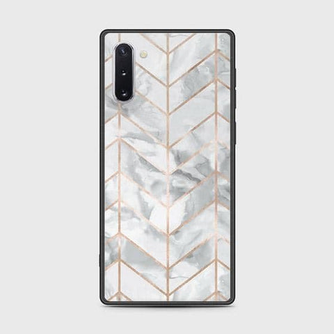 Samsung Galaxy Note 10 Cover - White Marble Series 2 - HQ Ultra Shine Premium Infinity Glass Soft Silicon Borders Case