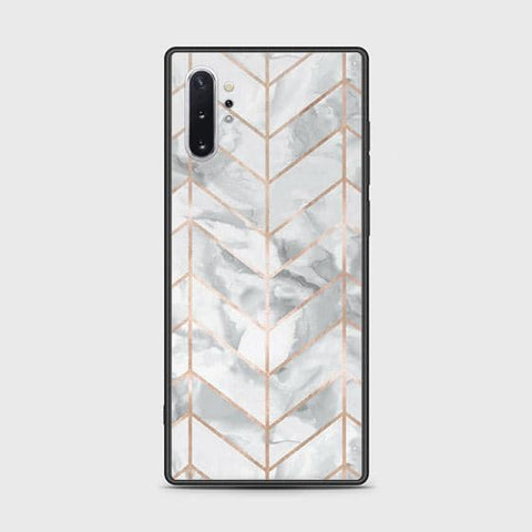 Samsung Galaxy Note 10 Plus Cover - White Marble Series 2 - HQ Ultra Shine Premium Infinity Glass Soft Silicon Borders Case