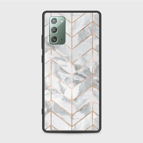 Samsung Galaxy Note 20 Cover - White Marble Series 2 - HQ Ultra Shine Premium Infinity Glass Soft Silicon Borders Case