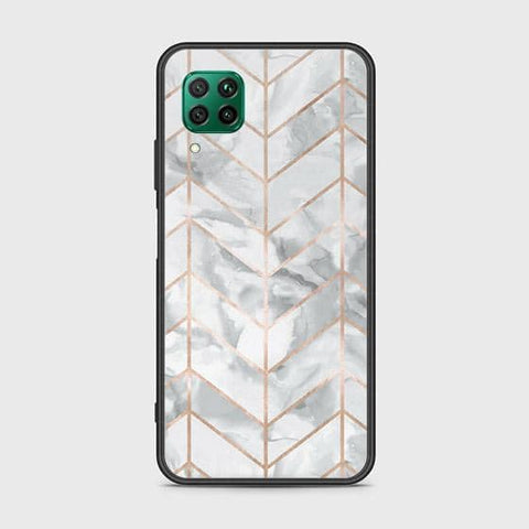 Huawei P40 Lite Cover - White Marble Series 2 - HQ Ultra Shine Premium Infinity Glass Soft Silicon Borders Case