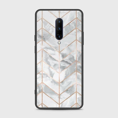 OnePlus 7 Pro Cover - White Marble Series 2 - HQ Ultra Shine Premium Infinity Glass Soft Silicon Borders Case