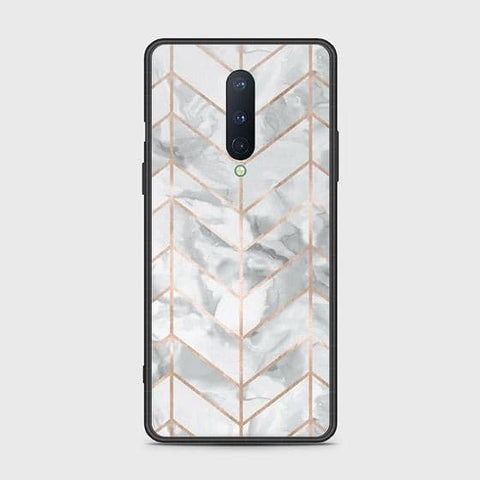 OnePlus 8 4G Cover - White Marble Series 2 - HQ Ultra Shine Premium Infinity Glass Soft Silicon Borders Case