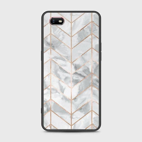 Oppo A1k Cover - White Marble Series 2 - HQ Ultra Shine Premium Infinity Glass Soft Silicon Borders Case