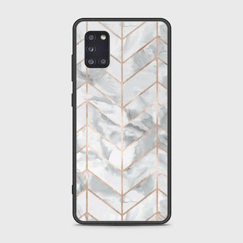 Samsung Galaxy A31 Cover - White Marble Series 2 - HQ Ultra Shine Premium Infinity Glass Soft Silicon Borders Case