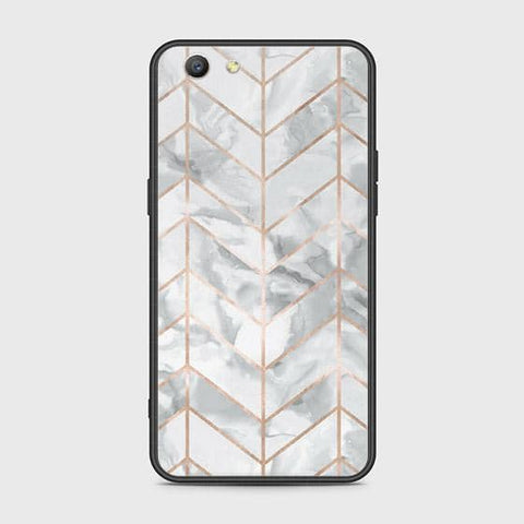 Oppo A59 Cover - White Marble Series 2 - HQ Ultra Shine Premium Infinity Glass Soft Silicon Borders Case