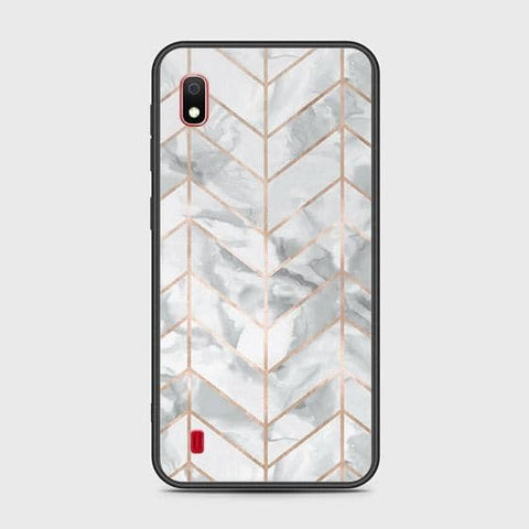 Samsung Galaxy A10 Cover - White Marble Series 2 - HQ Ultra Shine Premium Infinity Glass Soft Silicon Borders Case