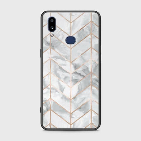 Samsung Galaxy A10s Cover - White Marble Series 2 - HQ Ultra Shine Premium Infinity Glass Soft Silicon Borders Case