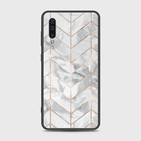 Samsung Galaxy A30s Cover - White Marble Series 2 - HQ Ultra Shine Premium Infinity Glass Soft Silicon Borders Case