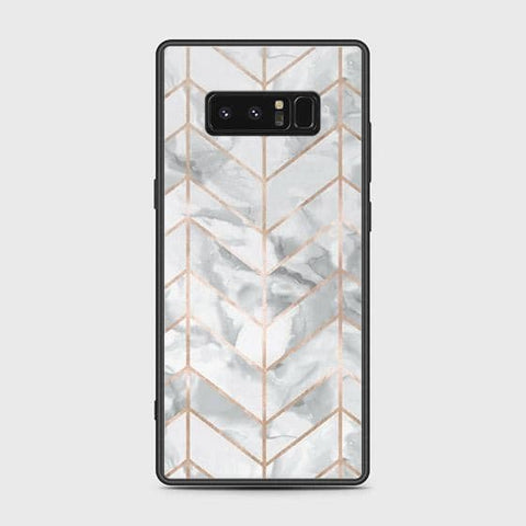 Samsung Galaxy Note 8 Cover - White Marble Series 2 - HQ Ultra Shine Premium Infinity Glass Soft Silicon Borders Case