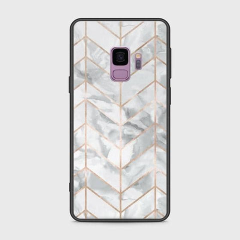 Samsung Galaxy S9 Cover - White Marble Series 2 - HQ Ultra Shine Premium Infinity Glass Soft Silicon Borders Case