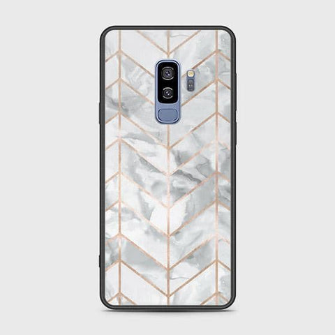 Samsung Galaxy S9 Plus Cover - White Marble Series 2 - HQ Ultra Shine Premium Infinity Glass Soft Silicon Borders Case