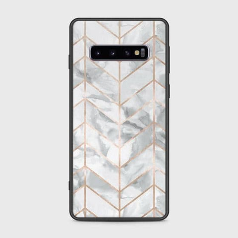 Samsung Galaxy S10 Cover - White Marble Series 2 - HQ Ultra Shine Premium Infinity Glass Soft Silicon Borders Case