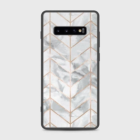 Samsung Galaxy S10 Plus Cover - White Marble Series 2 - HQ Ultra Shine Premium Infinity Glass Soft Silicon Borders Case