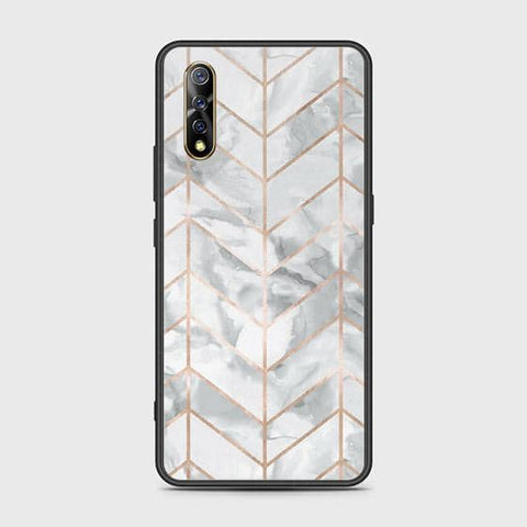 Vivo S1 Cover - White Marble Series 2 - HQ Ultra Shine Premium Infinity Glass Soft Silicon Borders Case