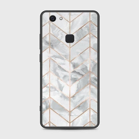 Vivo V7 Plus Cover - White Marble Series 2 - HQ Ultra Shine Premium Infinity Glass Soft Silicon Borders Case